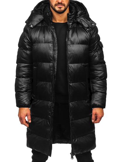 Chaqueta larga acolchada de invierno para hombre negro Bolf 9971