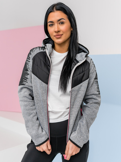 Chaqueta acolchada de entretiempo para mujer con capucha color gris Denley KSW4007