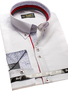 Camisa elegante de manga larga para hombre blanca Bolf 8839