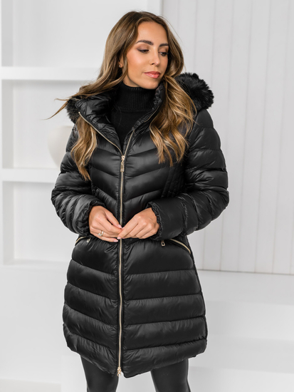 Abrigo largo de invierno acolchado con capucha para mujer color negro Bolf 5M3162A2