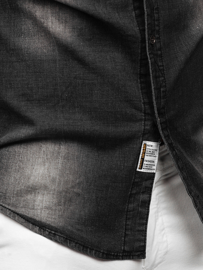 Camisa vaquera de manga larga para hombre negra Bolf MC703N