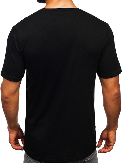 Camiseta negra de algodón con estampado para hombre Bolf 14749