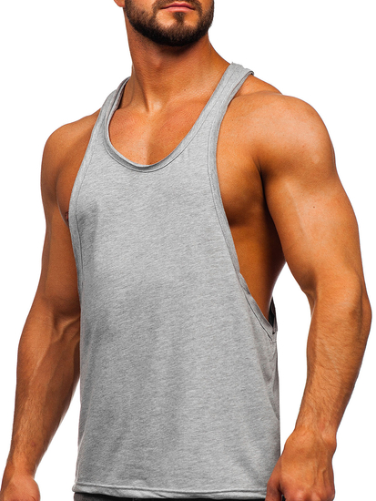 Camiseta sin mangas tipo bóxer gris lisa para hombre Bolf 1245