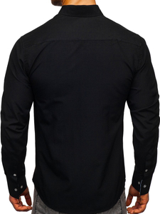 Camisa elegante de manga larga para hombre negro Bolf 8838-1