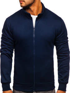 Sudadera abierta sin capucha para hombre azul oscuro Bolf B2002