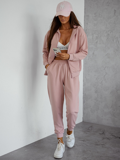 Conjunto de chándal de dos piezas con capucha para mujer color polvo Bolf 821110