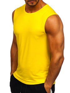 Camiseta sin manga sin estampado amarillo fluorescente Bolf 99001