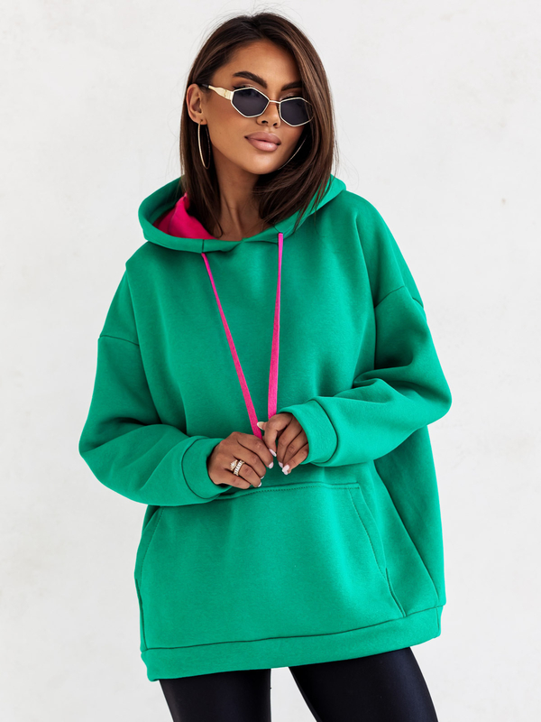 Sudadera con capucha y cuello de canguro para mujer verde Bolf 82131