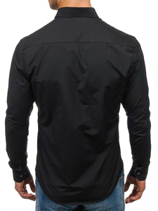 Camisa de manga larga elegante para hombre negra Bolf 7722