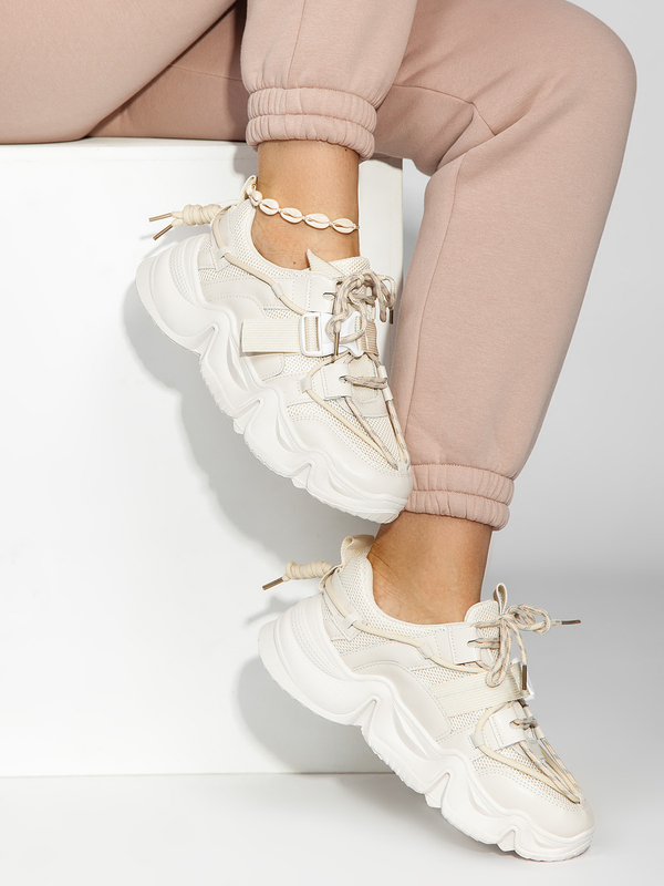 Calzado deportivo tipo sneakers para mujer beige Bolf LL616