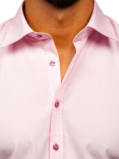 Camisa elegante rosa de manga larga para hombre Bolf 1703