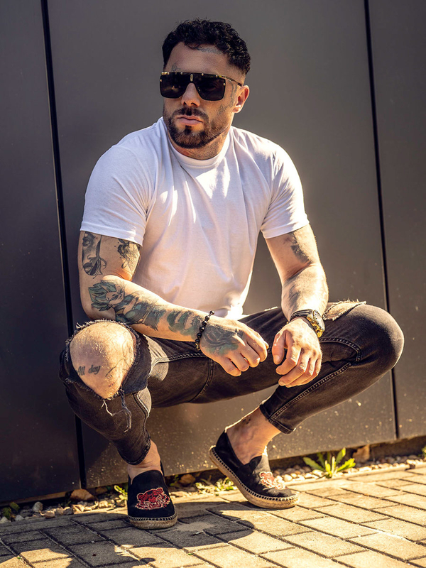 Camiseta de hombre de algodón blanca sin estampado Bolf 192397B