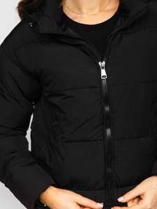 Chaqueta acolchada de invierno con capucha para mujer negro Bolf 16M9080
