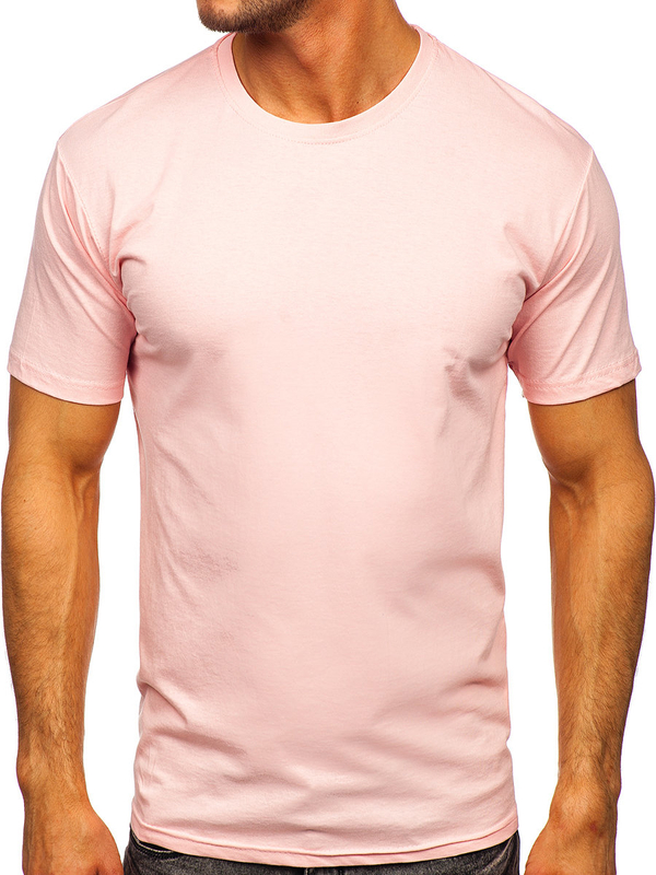 Camiseta lisa de algodón rosa claro para hombre Bolf 192397