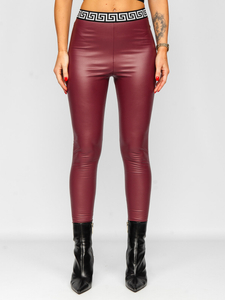 Leggings con cuero de ecológico para mujer burdeos Bolf MY16572