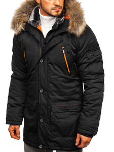 Chaqueta de invierno parka para hombre negra Bolf 1067