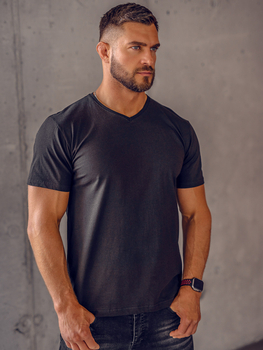 Camiseta lisa de hombre negra con cuello en V Bolf 192131A
