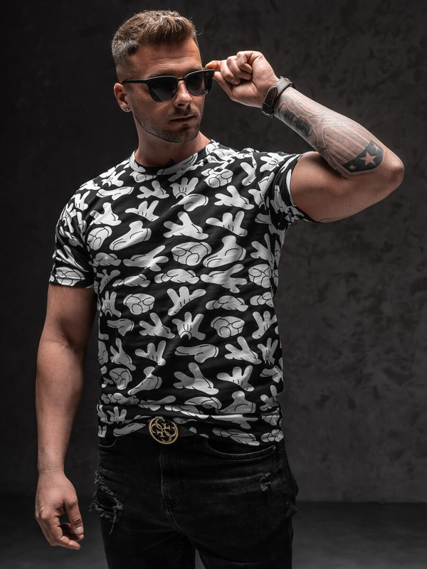 Camiseta estampada para hombre color negro Bolf 14912