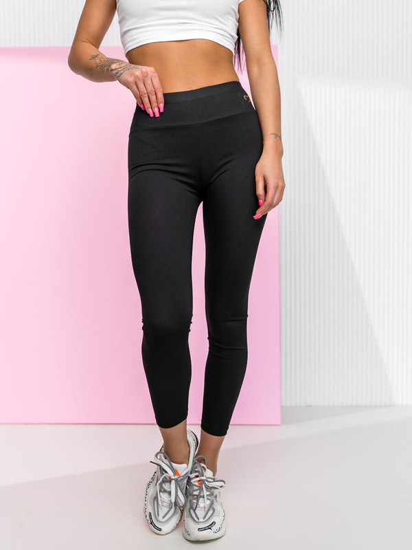 Leggings de rayas para mujer negro Bolf W7903