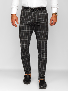Pantalón chino de cuadros para hombre negro Bolf 0032