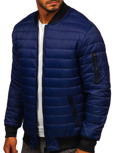 Chaqueta acolchada de entretiempo bomber para hombre azul oscuro Bolf MY-02A