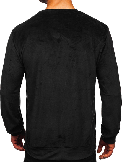 Sudadera de velour para hombre negro Bolf 8B1166