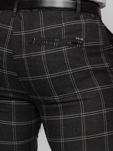 Pantalón chinos a cuadros para hombre grafito Bolf 0036