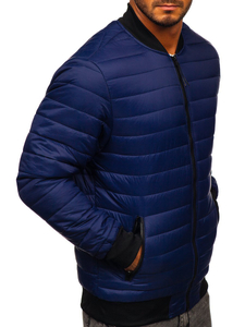 Chaqueta acolchada de entretiempo bomber para hombre azul oscuro Bolf MY-02A