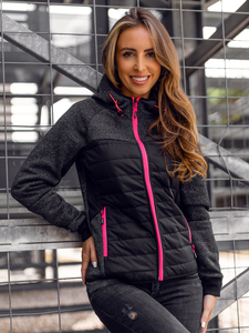 Sudadera/Chaqueta deportiva con capucha negra para mujer Bolf KSW4002A