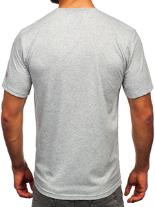 Camiseta algodón de manga corta con impresión para hombre gris Bolf 14739