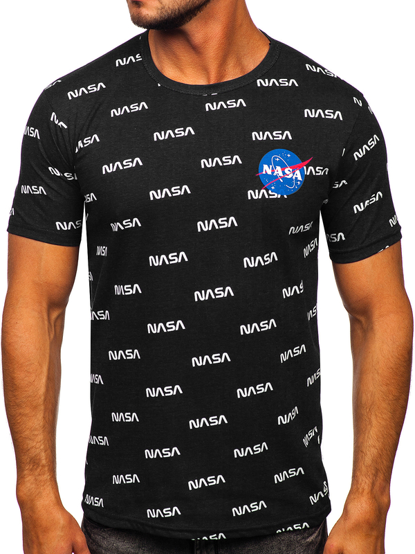 Camiseta de manga corta con impresión para hombre negro Bolf 14950
