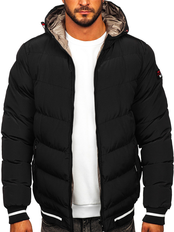 Chaqueta reversible acolchada de invierno para hombre negro y oro Bolf 7417