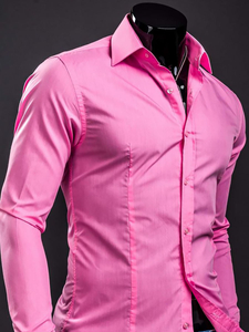 Camisa elegante coral de manga larga para hombre Bolf 1703A