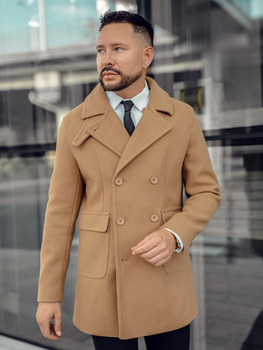 Camelowy Abrigo corto de invierno con doble botonadura para hombre Bolf 11Z8215