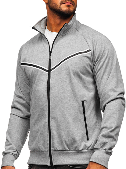 Sudadera abierta de cuello alto para hombre gris Bolf B062