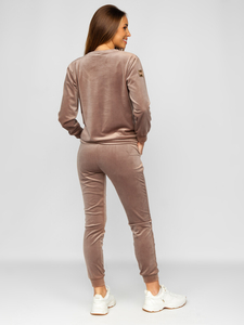 Chándal velour de dos piezas para mujer beige Bolf 8129