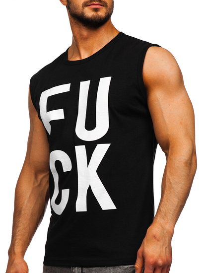 Camiseta estampada sin mangas color negro Bolf 14820