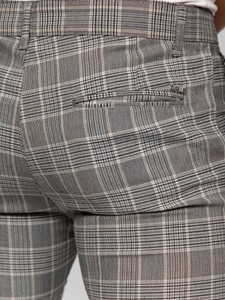 Pantalón chinos a cuadros de tela para hombre gris Bolf 184171