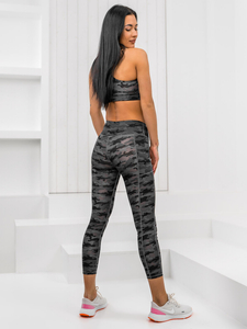 Conjunto deportivo camuflaje de dos piezas para mujer negro Bolf XL016