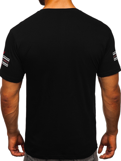 Camiseta de manga corta con impresión para hombre negro Bolf 14312