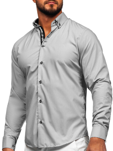 Camisa de manga larga para hombre gris Bolf 3762