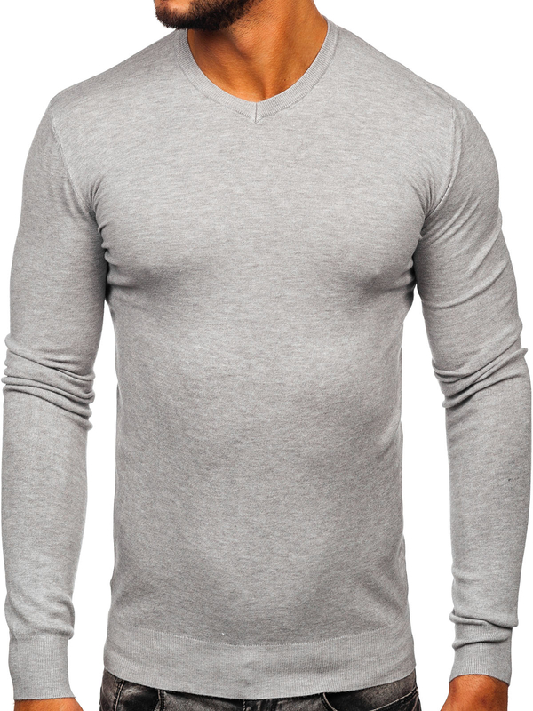 Hombre Jersey con cuello en V Gris Claro Bolf YY03