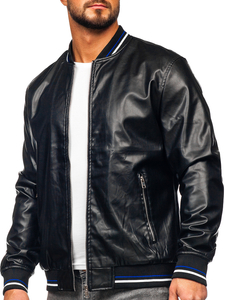 Chaqueta de cuero ecológico para hombre negro Bolf 6707
