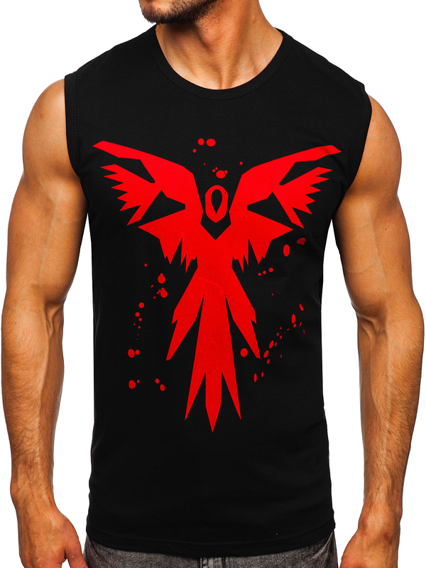 Camiseta estampada sin mangas color negro Bolf 14804