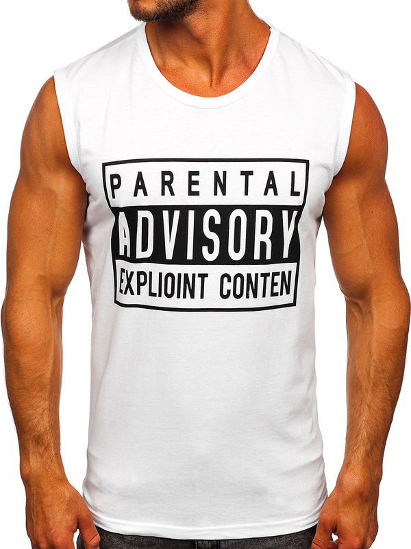 Camiseta estampada sin mangas color blanco Bolf 14828