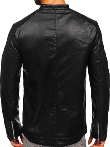 Chaqueta biker de cuero para hombre negro Bolf 11Z8021