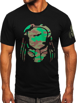 Camiseta negra estampada de algodón para hombre Bolf 192379