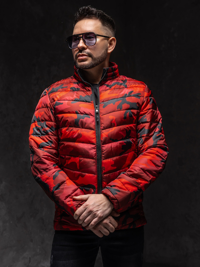 Chaqueta acolchada de entretiempo deportiva para hombre camuflaje y rojo Bolf SM32A1