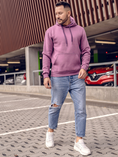 Sudadera tipo canguro con capucha para hombre violeta Bolf 1004