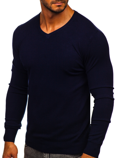 Hombre Jersey con cuello en V Azul oscuro Bolf YY03